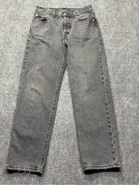 Levis Premium 501 Jeans Womens 27x29 Black Straight Button Fly Big E 100% Cotton